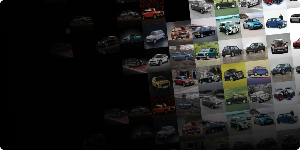 A grid featuring dozens of special edition MINIs throughout the years.