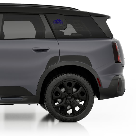 Side-view of the rear half of a MINI Countryman Untamed.